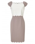 Jacques Vert Petite Scallop Dress Multi Brown Dresses 10045171 | jacquesvertdressuk.com