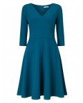 Jacques Vert Ponte Fit And Flare Dress Dark Green Dresses 10044414 | jacquesvertdressuk.com