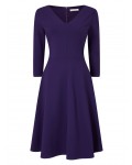 Jacques Vert Ponte Fit And Flare Dress Dark Purple Dresses 10044413 | jacquesvertdressuk.com
