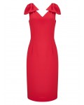 Jacques Vert Red Bow Detail Dress Mid Red Dresses 10044260 | jacquesvertdressuk.com