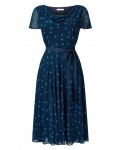 Jacques Vert Soft Prom Spot Dress Multi Navy Dresses 10043086 | jacquesvertdressuk.com