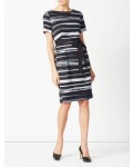Jacques Vert Textured Stripe Tie Wrap Dress Multi Black Dresses, Jacques Vert Item No.10044697