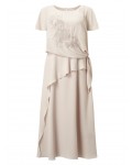 Jacques Vert Tie Side Embroidered Dress Mid Neutral Dresses 10045530 | jacquesvertdressuk.com