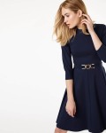 Belted Ponte Swing Dress | Navy  | Phase Eight