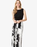 Claireen Printed Full Length Dress | Black/Multi  | Phase Eight