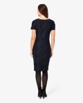 Feather Jacquard Dress | Navy  | Phase Eight