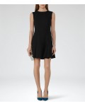 Reiss Abey Black Pleat-Hem Shift Dress 29917620 | jacquesvertdressuk.com