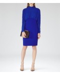 Reiss Arwen Vibrant Blue High-Neck Evening Dress 29618430 | jacquesvertdressuk.com