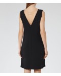 Reiss Caitlin Black Shift Dress With Lace Insert