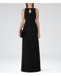 Reiss Calie Maxi Black Neckline-Detail Maxi Dress 29832920 | jacquesvertdressuk.com