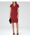 Reiss Dania Rouge V-Neck Shift Dress 29713865 | jacquesvertdressuk.com