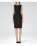 Reiss Dartmouth Dress Black Textured Tailored Dress 29801020 | jacquesvertdressuk.com