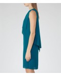 Reiss Elly Blue Enamel Waterfall-Front Dress