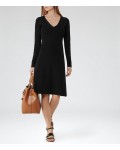 Reiss Emelia Black Knitted Fit And Flare Dress