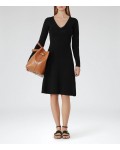 Reiss Emelia Black Knitted Fit And Flare Dress 29920120 | jacquesvertdressuk.com