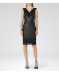 Reiss Etty Black Leather And Lace Dress 29826120 | jacquesvertdressuk.com