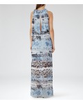 Reiss Ezra Multi Blue Printed Maxi Dress