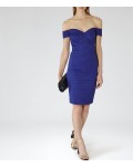 Reiss Forley Blue Abyss Bodycon Off-Shoulder Dress