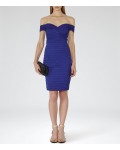 Reiss Forley Blue Abyss Bodycon Off-Shoulder Dress 29606030 | jacquesvertdressuk.com