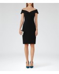 Reiss Haddi Black Off-The-Shoulder Dress 29918320 | jacquesvertdressuk.com