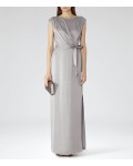 Reiss Hera Soft Grey Belted Gown 29624423 | jacquesvertdressuk.com