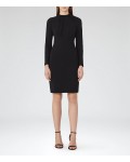 Reiss Irenina Black Pleat-Detail Dress 29911120 | jacquesvertdressuk.com