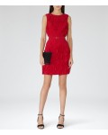 Reiss Jasmine Cherry Red Ruffle-Detail Dress 29607265 | jacquesvertdressuk.com