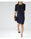 Reiss Karlotta Lux Navy/black Lace Detail Dress