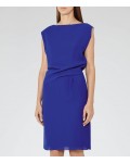 Reiss Kier Sapphire Pleat-Detail Dress