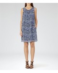 Reiss Lacey Multi Blue Printed Shift Dress 29716430 | jacquesvertdressuk.com