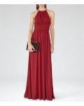 Reiss Lark Crimson Red High-Neck Maxi Dress 29605365 | jacquesvertdressuk.com