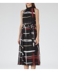 Reiss Lava Black/multi Printed Midi Dress