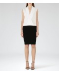 Reiss Layla Black/off White Knitted Wrap Dress 29901520 | jacquesvertdressuk.com