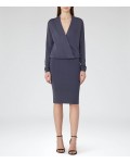 Reiss Lisbeth Shadow Knitted Wrap-Top Dress 29901831 | jacquesvertdressuk.com