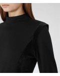 Reiss Lulu Black Velvet-Detail Dress