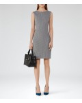 Reiss Marte White/blue Textured Jersey Dress 29983500 | jacquesvertdressuk.com