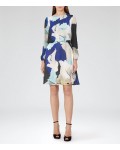 Reiss Neave Bright Sapphire/peppermint Watercolour-Print Dress 29913030 | jacquesvertdressuk.com