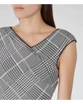 Reiss Rouge Black/off White Houndstooth Tailored Dress