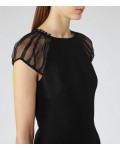 Reiss Rowane Black Sheer Sleeve Dress