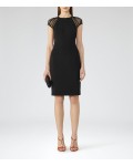 Reiss Rowane Black Sheer Sleeve Dress 29827320 | jacquesvertdressuk.com