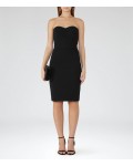 Reiss Sabbia Black Strapless Plisse-Detail Dress 29832120 | jacquesvertdressuk.com