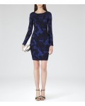 Reiss Saffina Blue/black Jacquard Bodycon Dress 29607830 | jacquesvertdressuk.com