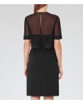 Reiss Shauna Black Lace-Detail Dress
