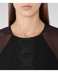 Reiss Shauna Black Lace-Detail Dress