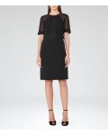 Reiss Shauna Black Lace-Detail Dress 29909320 | jacquesvertdressuk.com