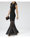 Reiss Tami Black Floor-Length Gown