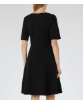 Reiss Tianna Black Fit And Flare Dress