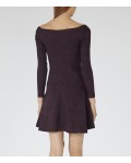 Reiss Tinsel Berry Jacquard Fit And Flare Dress