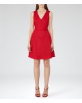 Reiss Topaz Ruby Textured Fit And Flare Dress 29802365 | jacquesvertdressuk.com