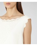 Reiss Vita Off White Laser-Cut Shift Dress